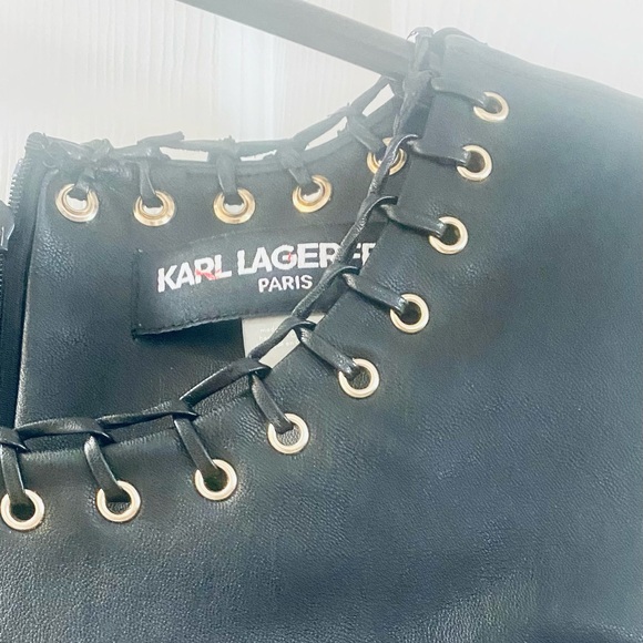 Karl Lagerfeld Black Vegan Leather Dress, size 6 - Picture 5 of 5